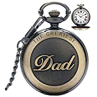 Los mejores  - eBoutik - Reloj de bolsillo para hombre- estilo vintage con cadena- reloj de bolsillo con colgante para hijo más grande…
